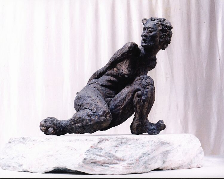 Sculpture: Slave, bronze 44cm x 50cm x 41cm (18in x 20in x 16in). 